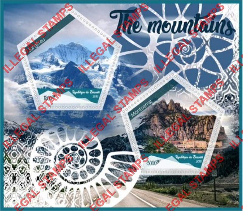 Burundi 2018 Mountains Counterfeit Illegal Stamp Souvenir Sheet of 2