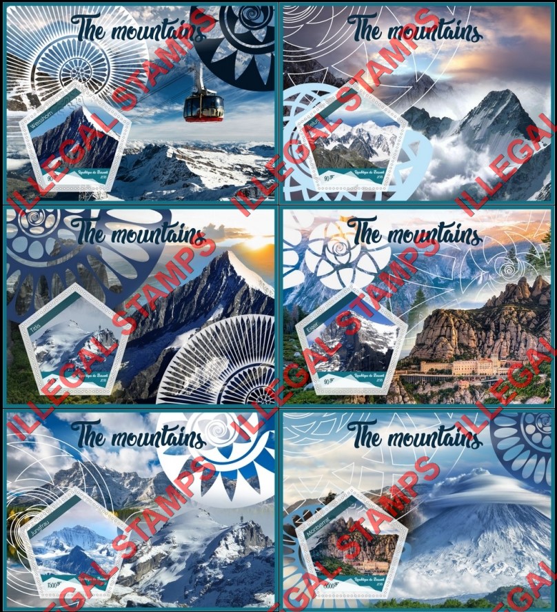 Burundi 2018 Mountains Counterfeit Illegal Stamp Souvenir Sheets of 1