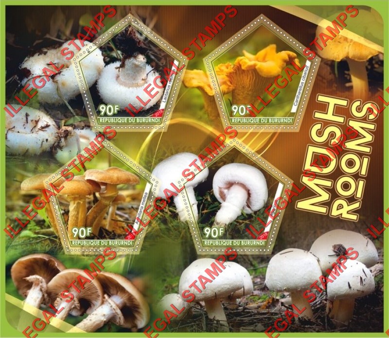 Burundi 2018 Mushrooms (different a) Counterfeit Illegal Stamp Souvenir Sheet of 4