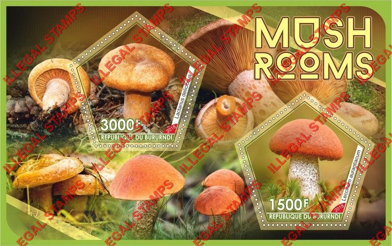 Burundi 2018 Mushrooms (different a) Counterfeit Illegal Stamp Souvenir Sheet of 2