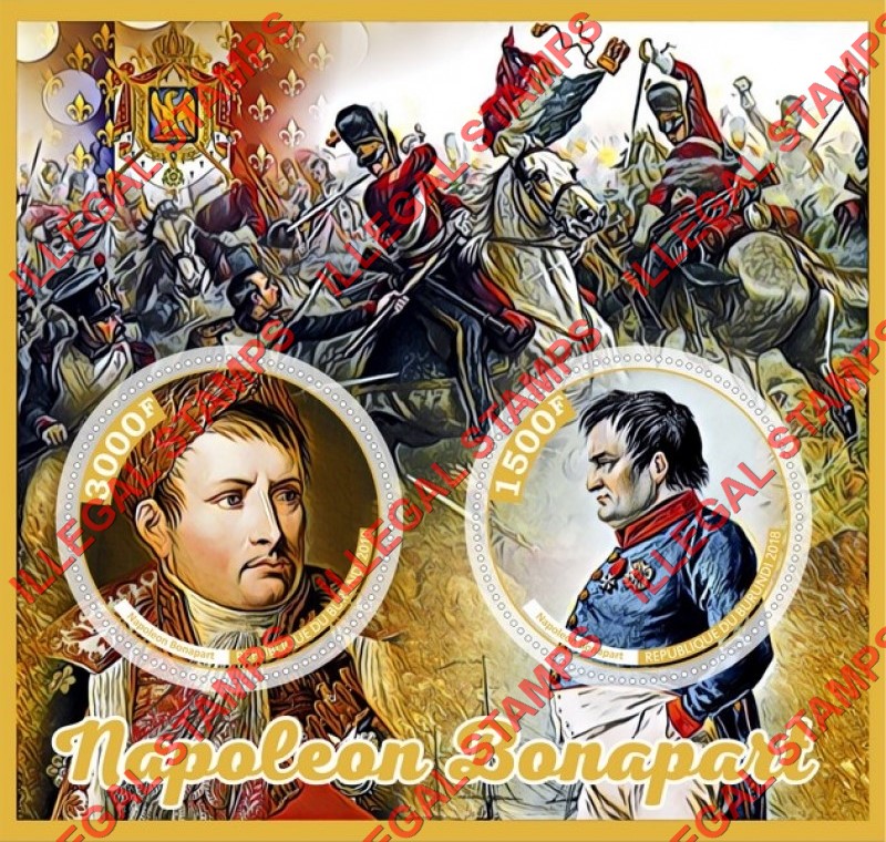 Burundi 2018 Napoleon Bonaparte Counterfeit Illegal Stamp Souvenir Sheet of 2