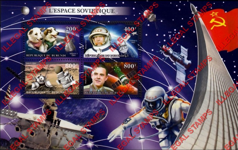 Burundi 2018 Space Soviet Counterfeit Illegal Stamp Souvenir Sheet of 4 (Sheet 2)