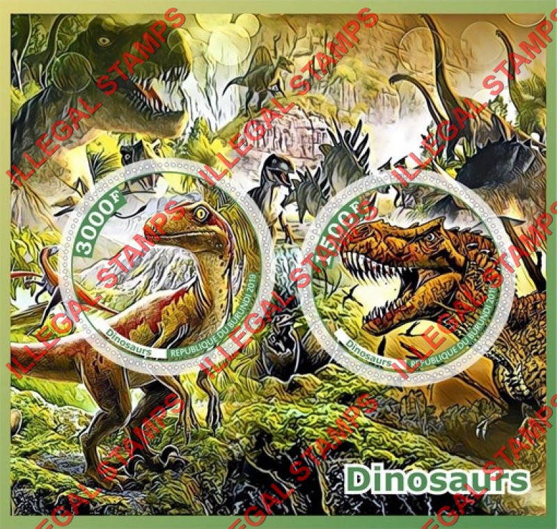Burundi 2019 Dinosaurs (different) Counterfeit Illegal Stamp Souvenir Sheet of 2