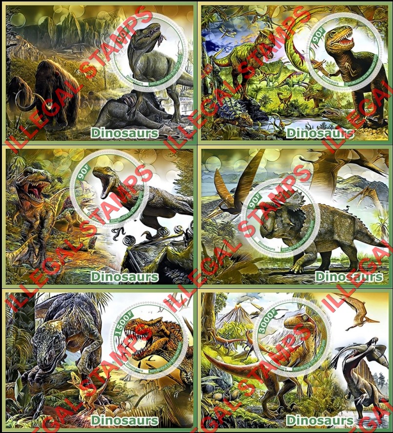 Burundi 2019 Dinosaurs (different) Counterfeit Illegal Stamp Souvenir Sheets of 1