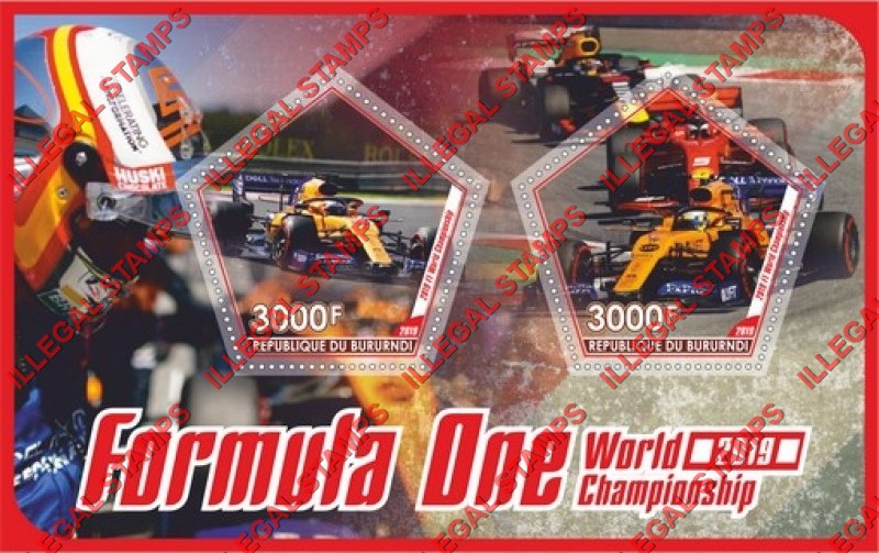 Burundi 2019 Formula I World Championship Counterfeit Illegal Stamp Souvenir Sheet of 2