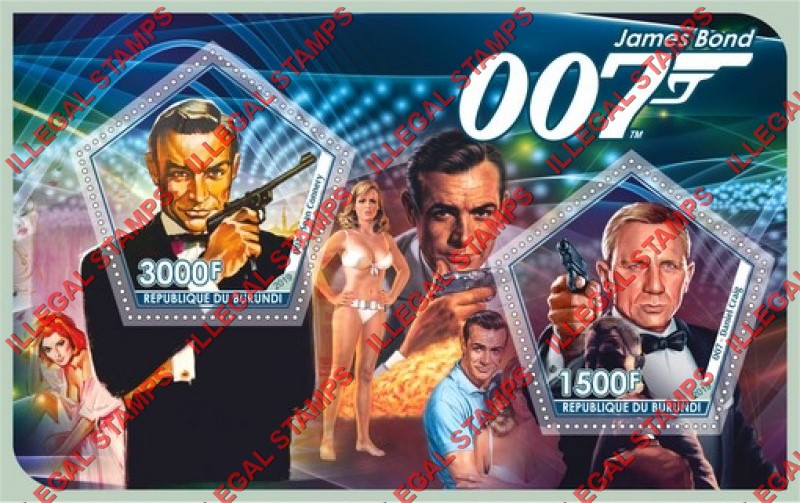 Burundi 2019 James Bond 007 Counterfeit Illegal Stamp Souvenir Sheet of 2