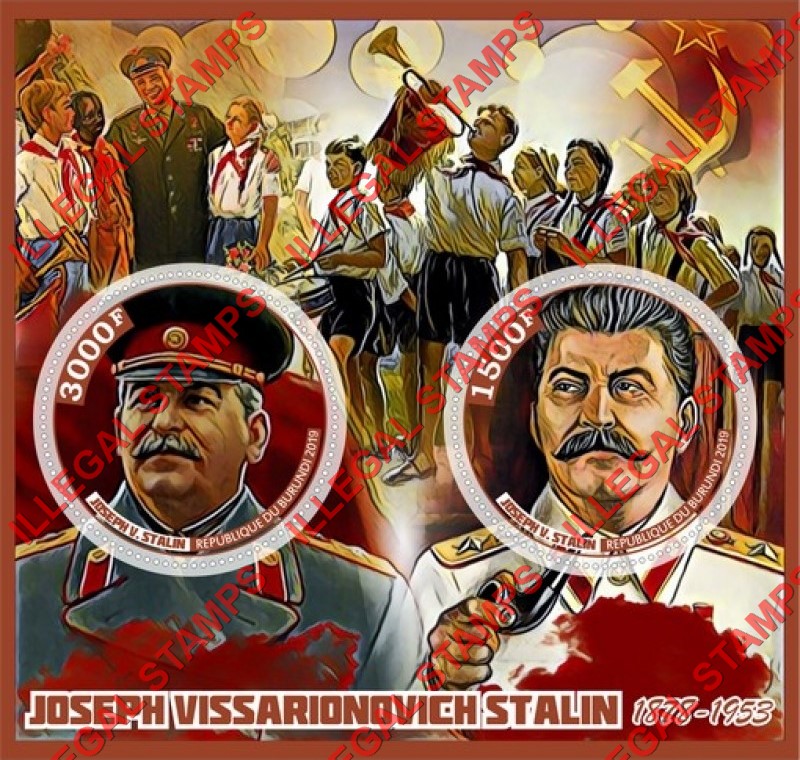 Burundi 2019 Joseph Stalin (different) Counterfeit Illegal Stamp Souvenir Sheet of 2