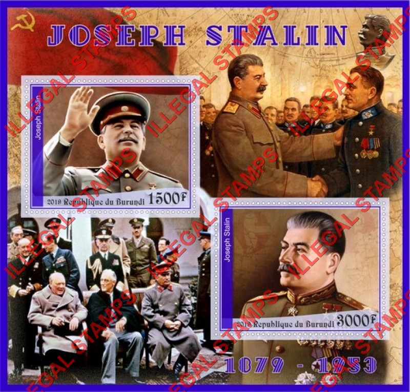 Burundi 2019 Joseph Stalin Counterfeit Illegal Stamp Souvenir Sheet of 2
