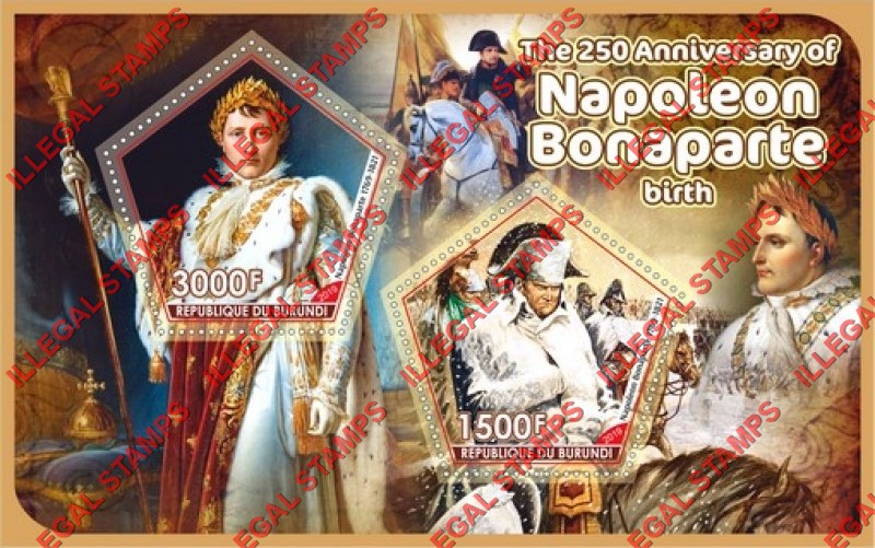 Burundi 2019 Napoleon Bonaparte Counterfeit Illegal Stamp Souvenir Sheet of 2