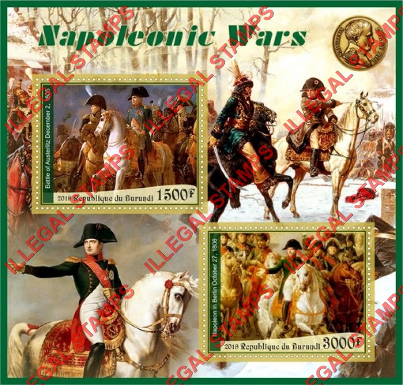 Burundi 2019 Napoleonic Wars Counterfeit Illegal Stamp Souvenir Sheet of 2