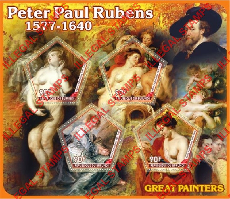 Burundi 2019 Paintings by Peter Paul Rubens Counterfeit Illegal Stamp Souvenir Sheet of 4