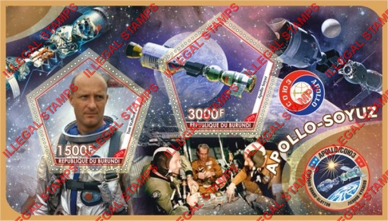 Burundi 2019 Space Apollo Soyuz Astronauts Counterfeit Illegal Stamp Souvenir Sheet of 2
