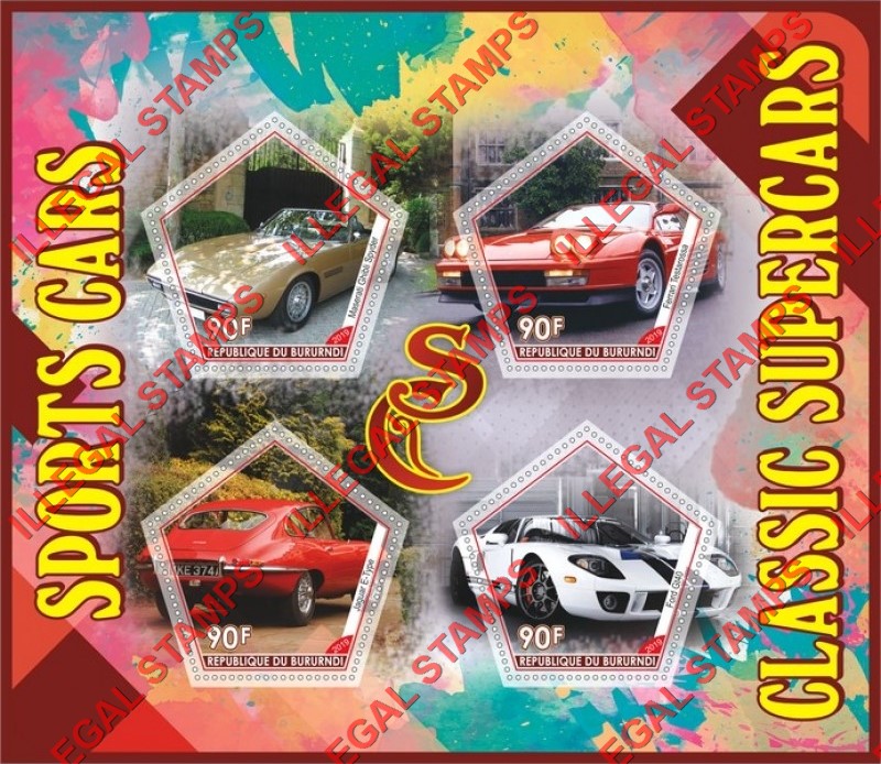 Burundi 2019 Sports Cars Classic Supercars Counterfeit Illegal Stamp Souvenir Sheet of 4