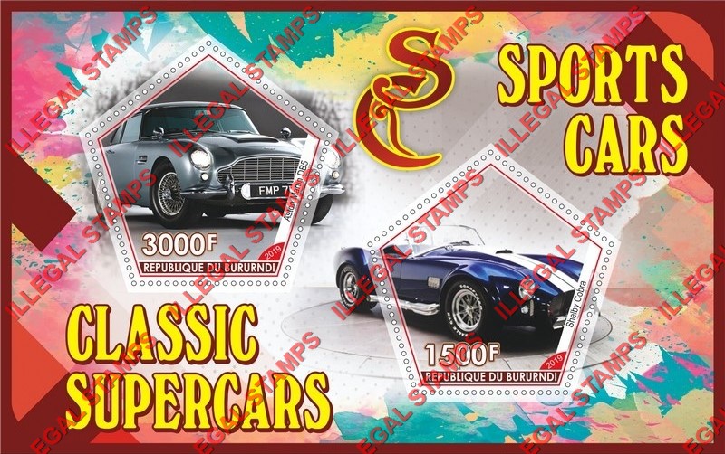 Burundi 2019 Sports Cars Classic Supercars Counterfeit Illegal Stamp Souvenir Sheet of 2