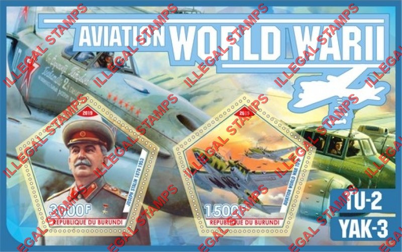 Burundi 2019 World War II Aviation Counterfeit Illegal Stamp Souvenir Sheet of 2