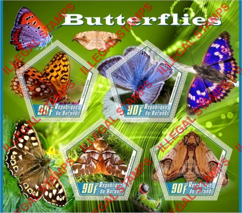 Burundi 2020 Butterflies (different a) Counterfeit Illegal Stamp Souvenir Sheet of 4