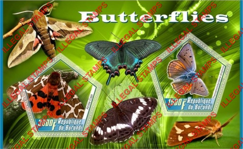Burundi 2020 Butterflies (different a) Counterfeit Illegal Stamp Souvenir Sheet of 2
