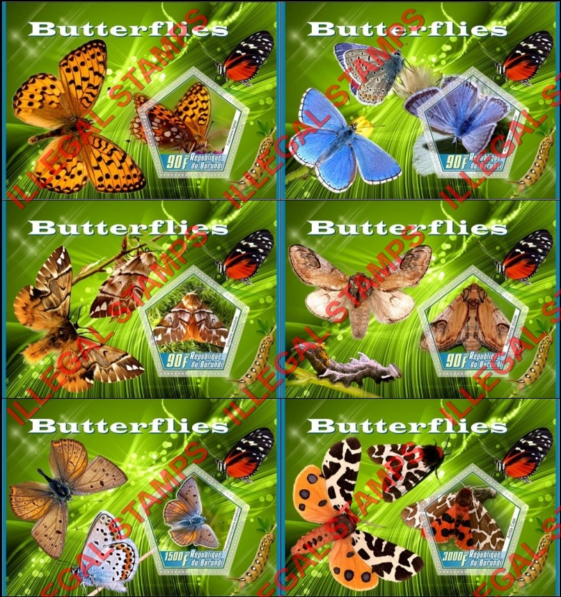  Burundi 2020 Butterflies (different a) Counterfeit Illegal Stamp Souvenir Sheets of 1