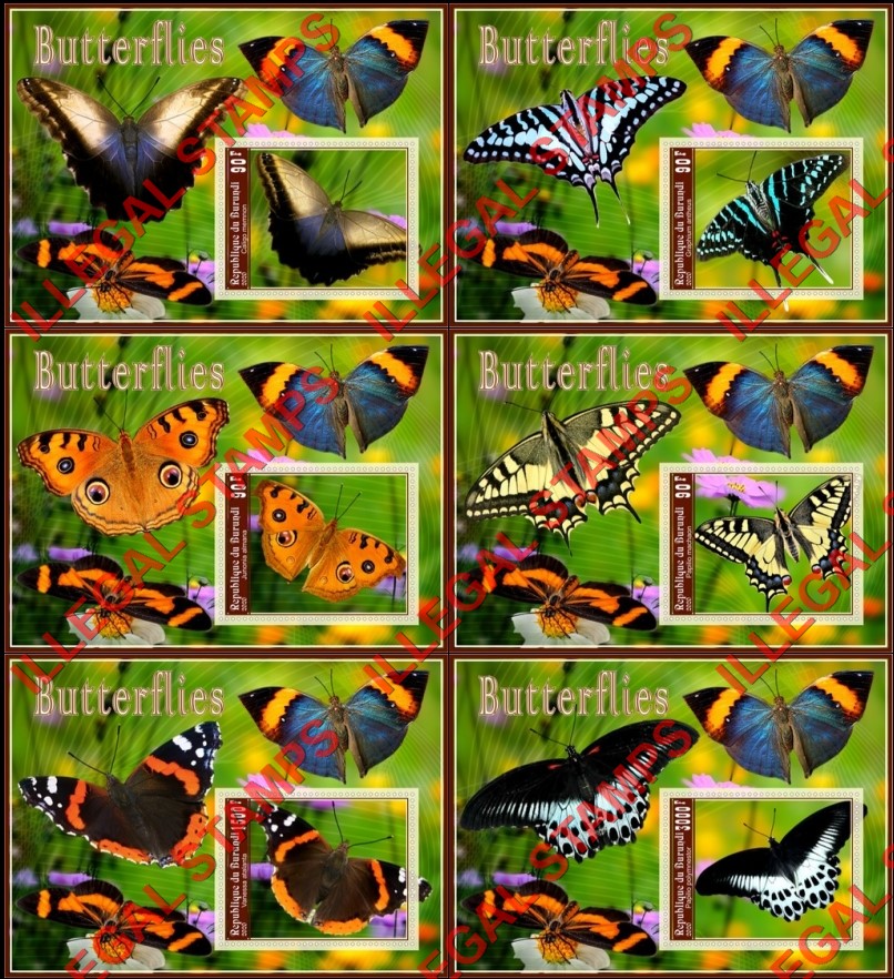 Burundi 2020 Butterflies (different b) Counterfeit Illegal Stamp Souvenir Sheets of 1