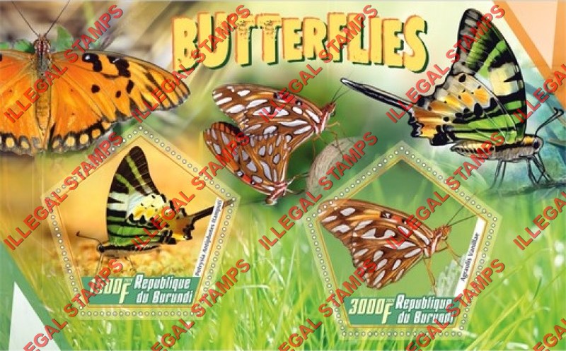 Burundi 2020 Butterflies (different) Counterfeit Illegal Stamp Souvenir Sheet of 2