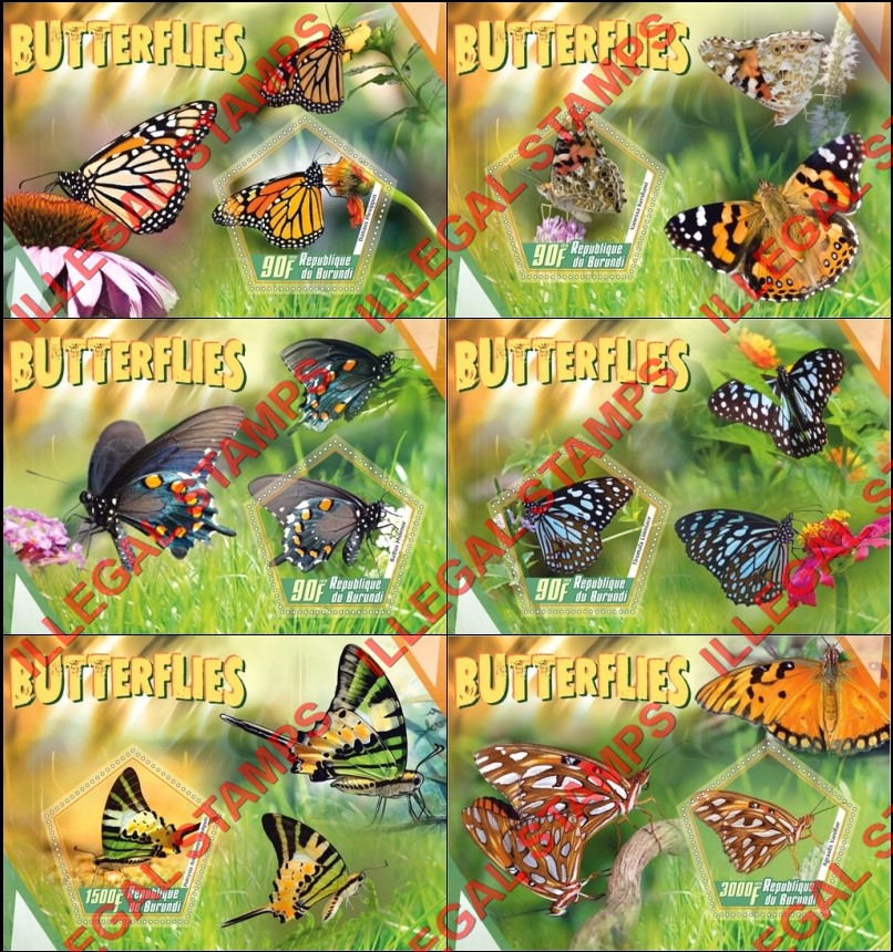 Burundi 2020 Butterflies (different) Counterfeit Illegal Stamp Souvenir Sheets of 1