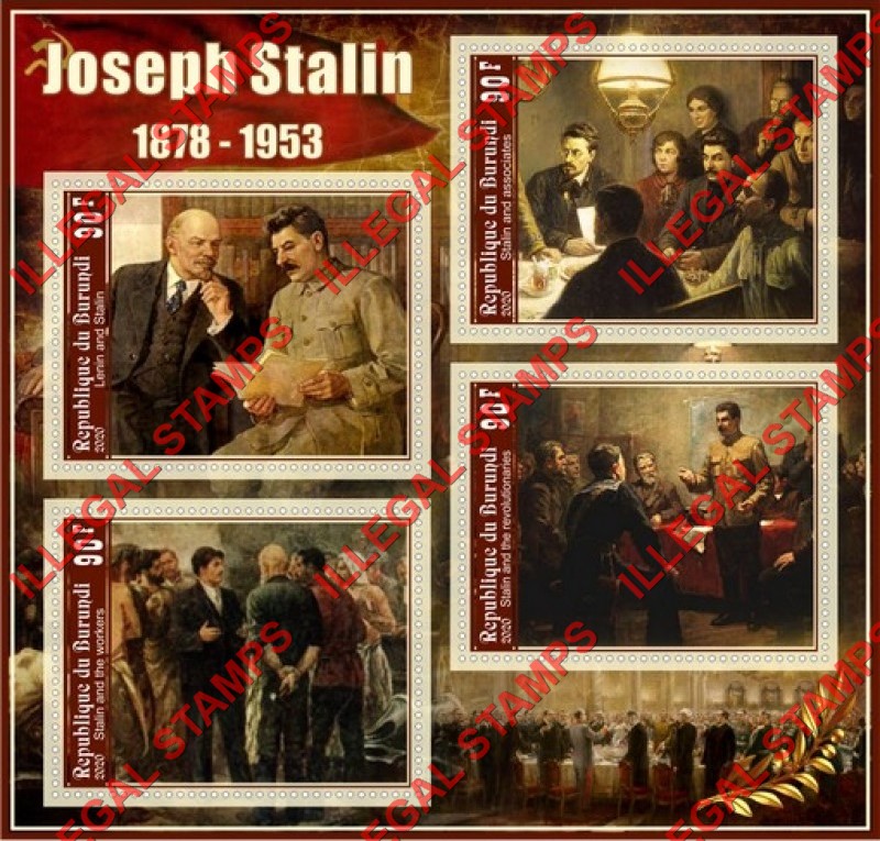 Burundi 2020 Joseph Stalin (different) Counterfeit Illegal Stamp Souvenir Sheet of 4
