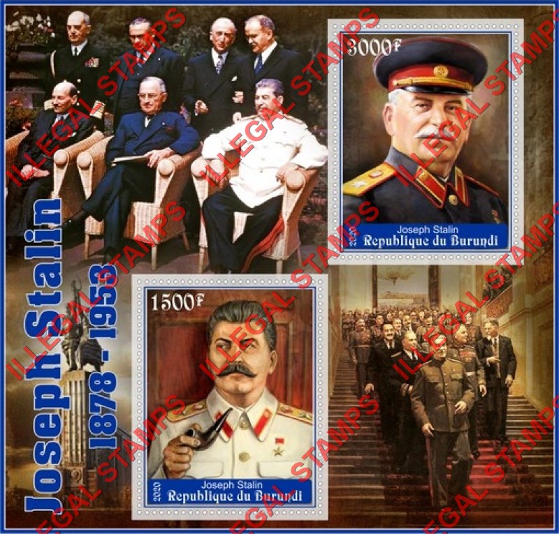 Burundi 2020 Joseph Stalin Counterfeit Illegal Stamp Souvenir Sheet of 2