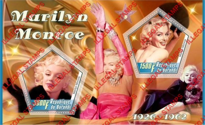 Burundi 2020 Marilyn Monroe Counterfeit Illegal Stamp Souvenir Sheet of 2