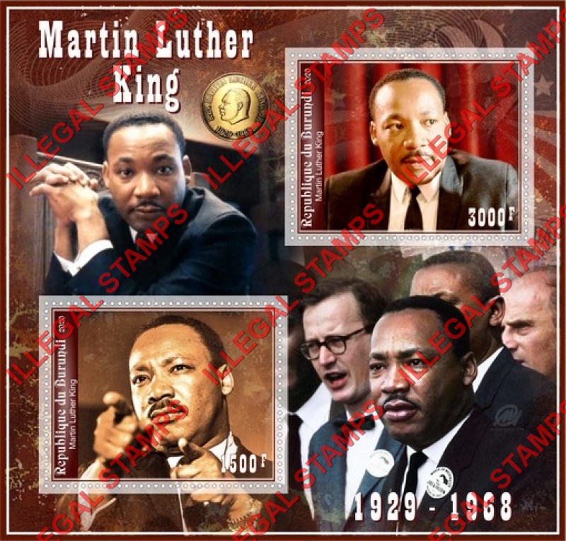 Burundi 2020 Martin Luther King Jr (different) Counterfeit Illegal Stamp Souvenir Sheet of 2
