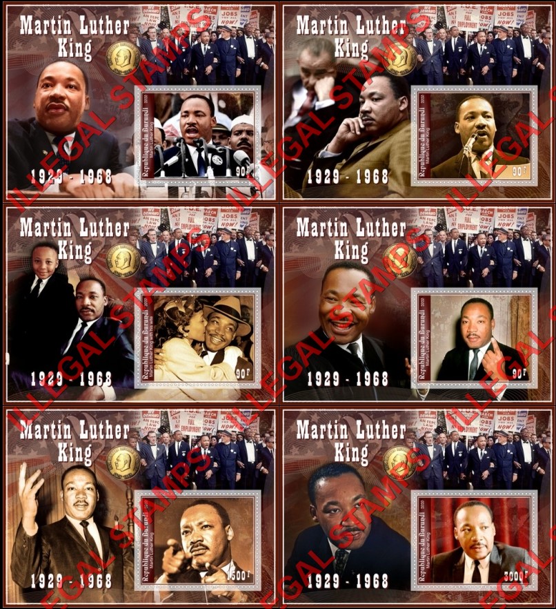 Burundi 2020 Martin Luther King Jr (different) Counterfeit Illegal Stamp Souvenir Sheets of 1