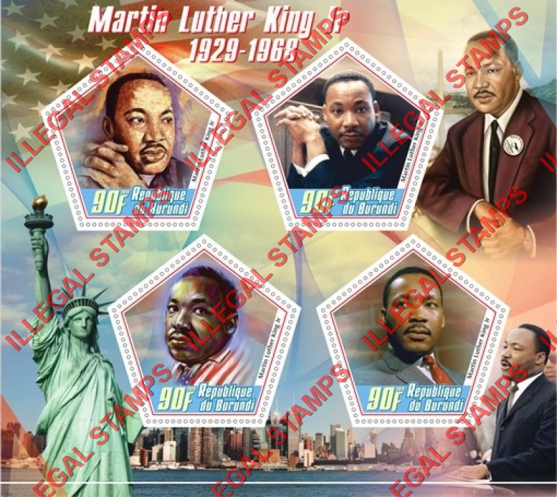 Burundi 2020 Martin Luther King Jr Counterfeit Illegal Stamp Souvenir Sheet of 4