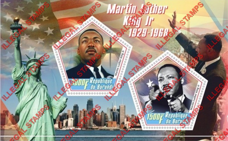 Burundi 2020 Martin Luther King Jr Counterfeit Illegal Stamp Souvenir Sheet of 2
