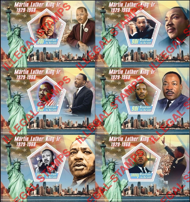 Burundi 2020 Martin Luther King Jr Counterfeit Illegal Stamp Souvenir Sheets of 1