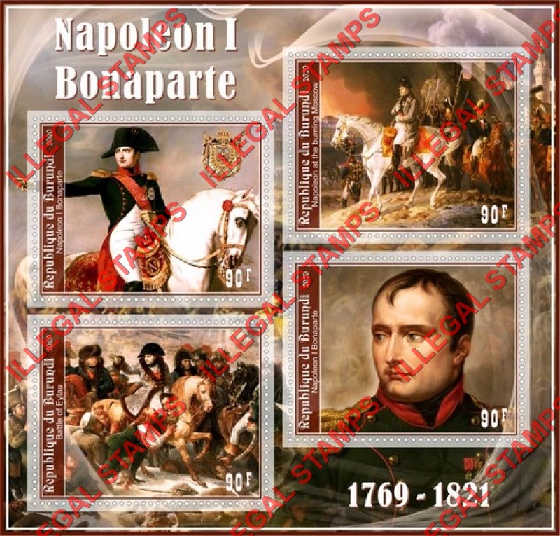 Burundi 2020 Napoleon Bonaparte (different) Counterfeit Illegal Stamp Souvenir Sheet of 4