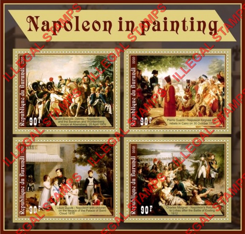 Burundi 2020 Napoleon in Painting Counterfeit Illegal Stamp Souvenir Sheet of 4