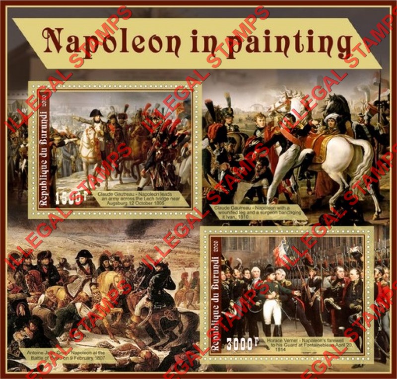 Burundi 2020 Napoleon in Painting Counterfeit Illegal Stamp Souvenir Sheet of 2