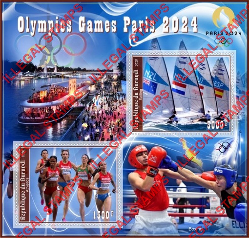 Burundi 2020 Olympic Games in Paris in 2024 Counterfeit Illegal Stamp Souvenir Sheet of 2