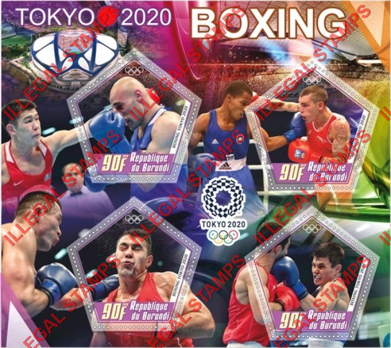 Burundi 2020 Olympic Games in Tokyo in 2020 Boxing Counterfeit Illegal Stamp Souvenir Sheet of 4
