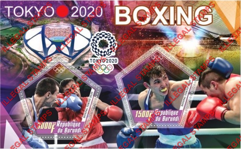 Burundi 2020 Olympic Games in Tokyo in 2020 Boxing Counterfeit Illegal Stamp Souvenir Sheet of 2