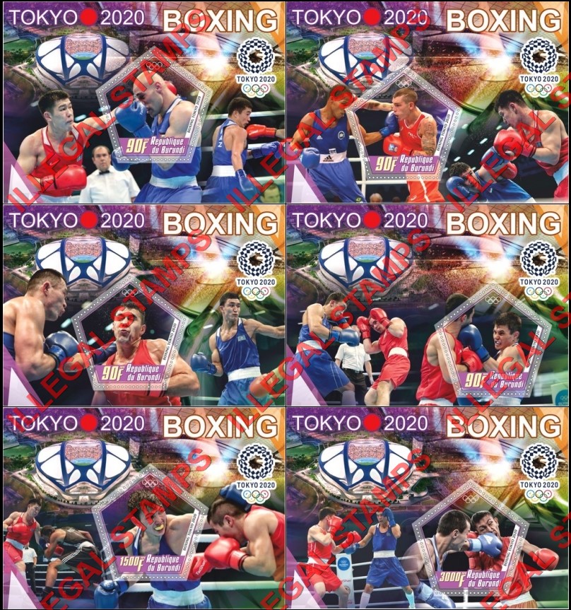 Burundi 2020 Olympic Games in Tokyo in 2020 Boxing Counterfeit Illegal Stamp Souvenir Sheets of 1