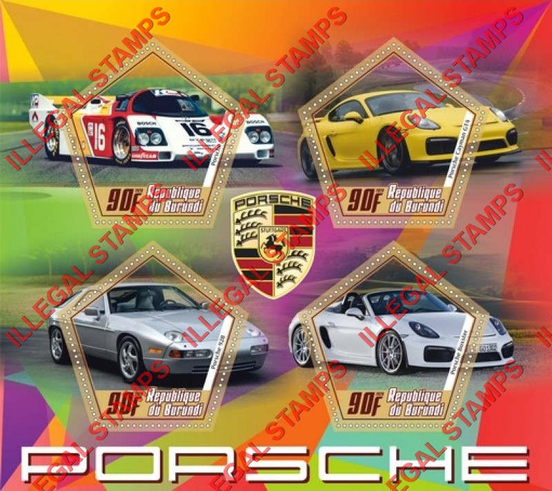 Burundi 2020 Porsche Cars Counterfeit Illegal Stamp Souvenir Sheet of 4