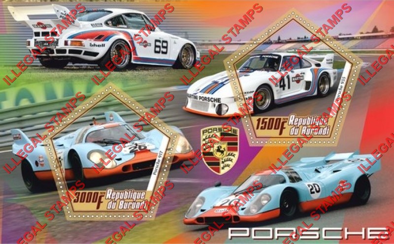 Burundi 2020 Porsche Cars Counterfeit Illegal Stamp Souvenir Sheet of 2