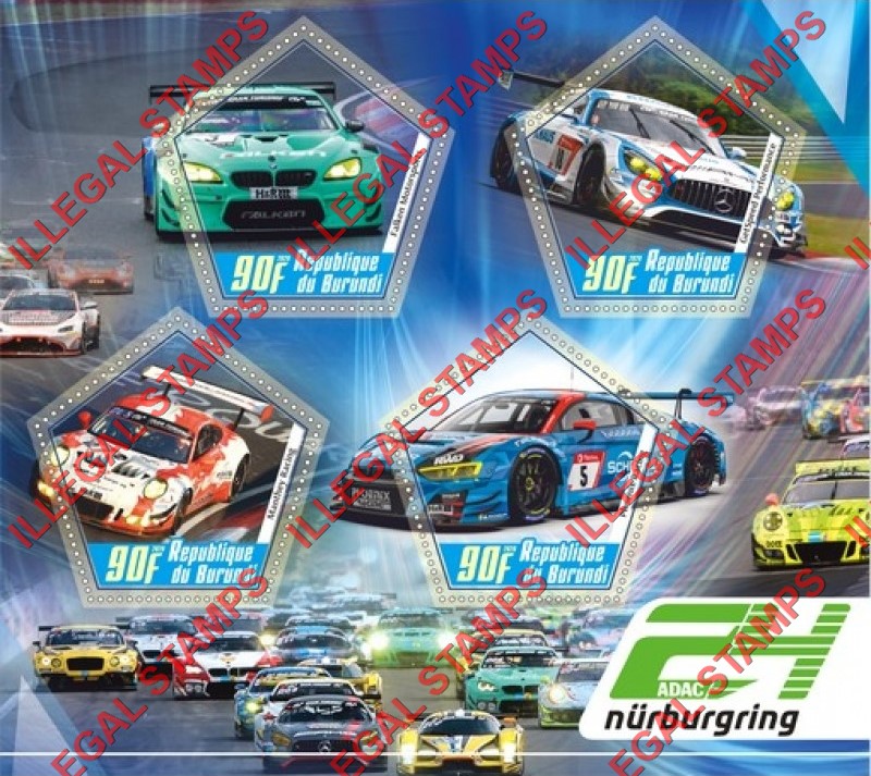 Burundi 2020 Racing Cars 24 Hours Nurburgring Counterfeit Illegal Stamp Souvenir Sheet of 4
