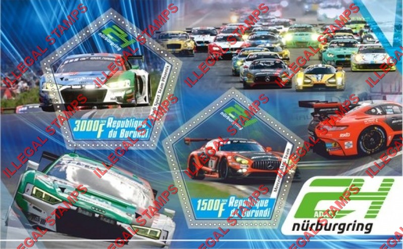 Burundi 2020 Racing Cars 24 Hours Nurburgring Counterfeit Illegal Stamp Souvenir Sheet of 2