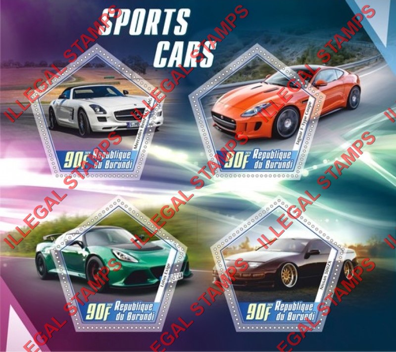 Burundi 2020 Sports Cars Counterfeit Illegal Stamp Souvenir Sheet of 4