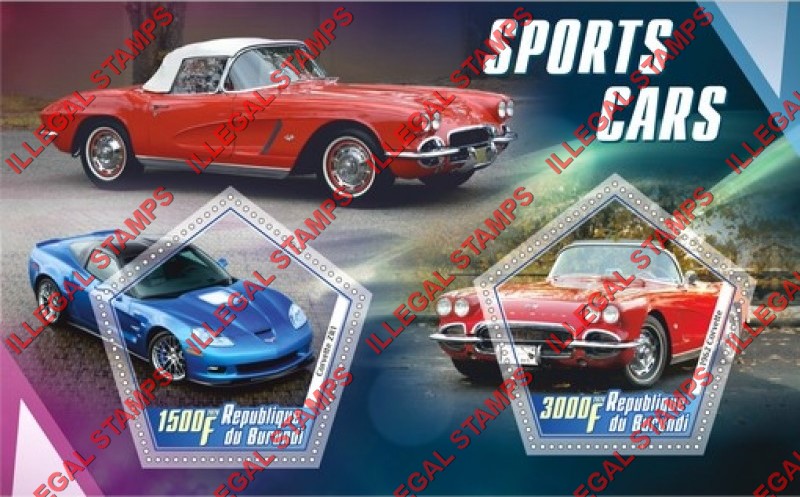 Burundi 2020 Sports Cars Counterfeit Illegal Stamp Souvenir Sheet of 2