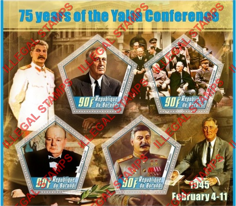 Burundi 2020 Yalta Conference Counterfeit Illegal Stamp Souvenir Sheet of 4