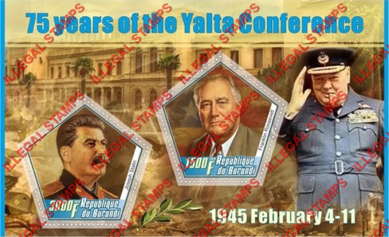 Burundi 2020 Yalta Conference Counterfeit Illegal Stamp Souvenir Sheet of 2