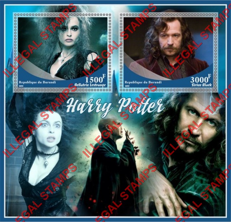 Burundi 2022 Harry Potter Movie Characters Counterfeit Illegal Stamp Souvenir Sheet of 2