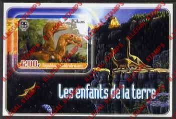 Central African Republic 2005 Young Animals Dinosaurs Illegal Stamp Souvenir Sheet of 1